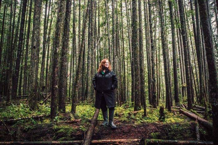 woman standing in forest at cumberland