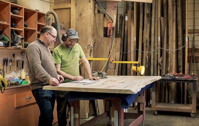 men in woodwork shop