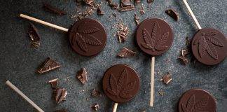 cannabis infused chocolate THC lollipops for medical and recreational consumption. Chocolate edibles.