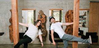 photo of Samantha and Tristan Harron in their salon