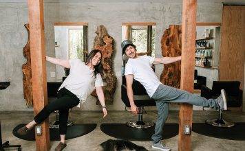 photo of Samantha and Tristan Harron in their salon