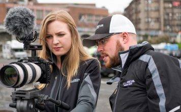 Photo of Amanda Eyolfson and Mike Walker of Roll Focus Productions.