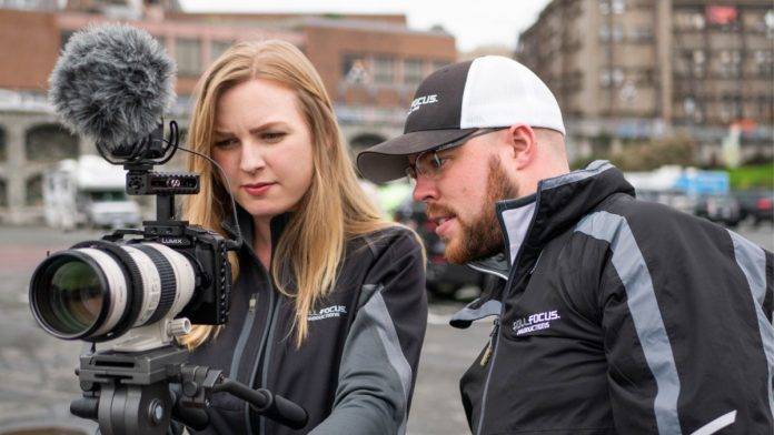 Photo of Amanda Eyolfson and Mike Walker of Roll Focus Productions.