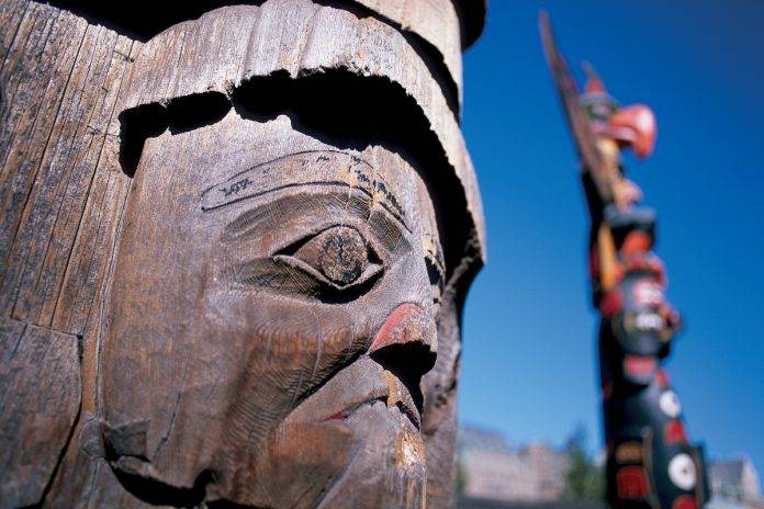 Totems at Thunderbird Park in Victoria, BC. Photo: Indigenous Tourism BC.