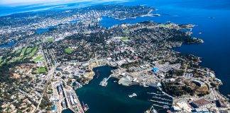 aerial view of Victoria BC harbour