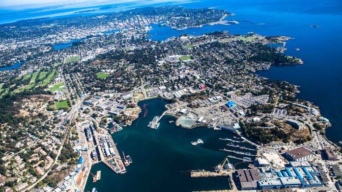 aerial view of Victoria BC harbour