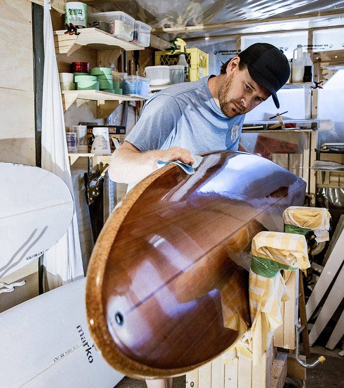 patricksalamon Patrick Salamon with his custom surfboard