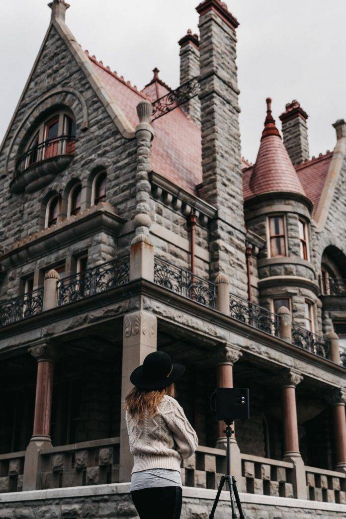 Videographer shooting footage of Craigdarroch Castle