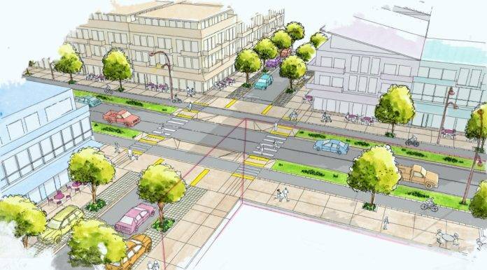Artists rendering of the Complete Streets project for the City of Nanaimo.