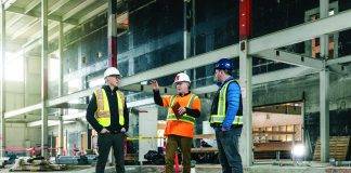 Charles Kierulf (centre) pictured with newly appointed partners Rob Whetter (left) and Glenn Hill (right) at the Victoria Press Building, familiar to many as the former home of the Times Colonist. The renovation and additions will result in 12,000 square feet of commercial and social space with rooftop patios, restaurant