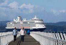 MS Koningsdam, a Pinnacle-class cruise ship operated by Holland America Line, was the first cruise ship to dock in Victoria in 2022.