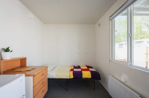 The interior of a housing unit at Victoria's Tiny Homes Village. Photo: James Jones.