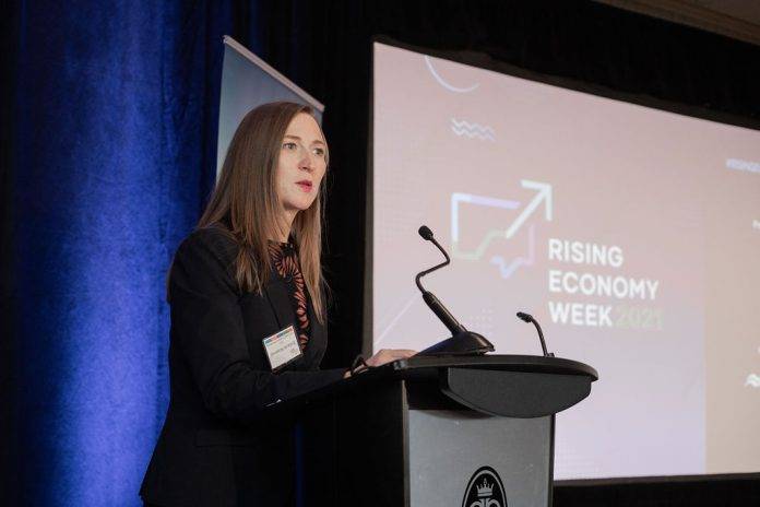 SIPP CEO Emilie de Rosenroll speaks during the 2021 Rising Economy conference. Photo: Belle White/SIPP.