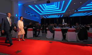Gordy Dodd (pictured here with his wife Ravinder), was among the inductees into the Greater Victoria Chamber of Commerce Hall Of Fame. Photo by Kevin Light.