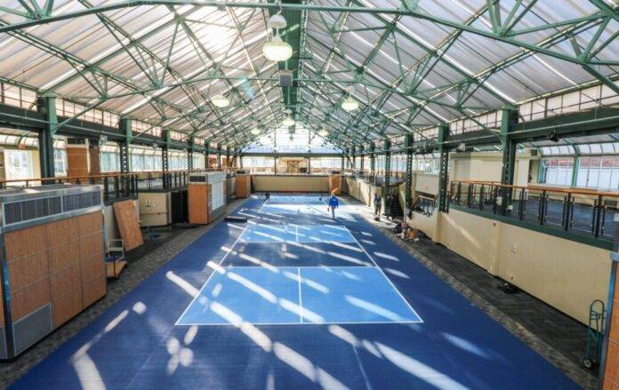 The City of Victoria is installing temporary pickle ball courts at Crystal Garden