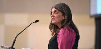 Douglas Weekly – July 29 VIEA President Julie Sperber speaks at the annual Economic Summit. Photo: Dirk Heydemann.
