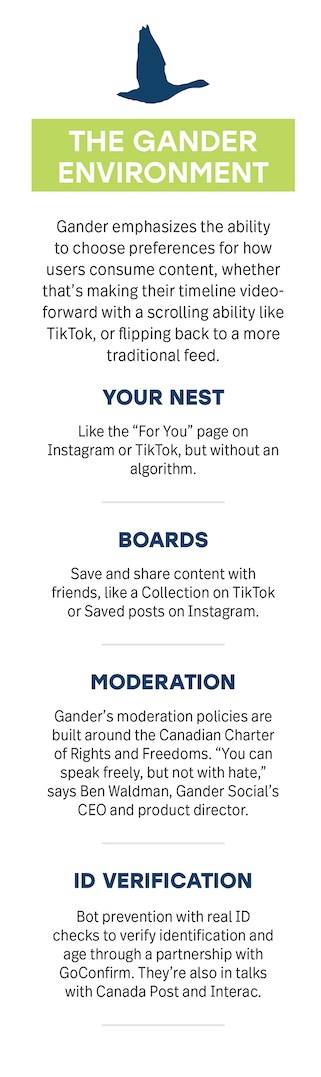 Gander promotes user-controlled content sharing.