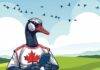 What’s Good for the Goose … Canadian goose using smartphone in nature.