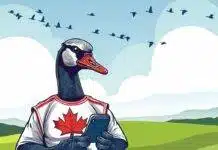 What’s Good for the Goose … Canadian goose using smartphone in nature.