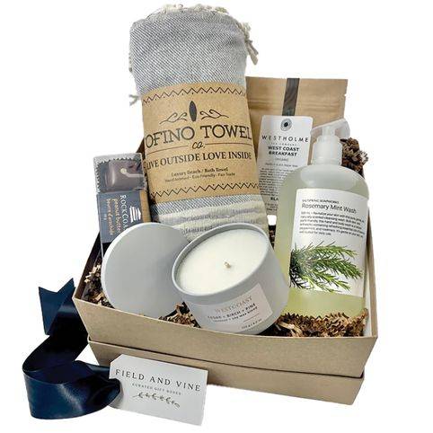 Gift basket with wellness products from Vancouver Island
