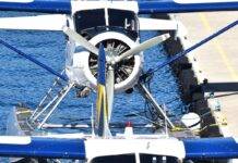 Sea to Sky Harbour air seaplane propeller above water dock
