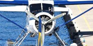 Sea to Sky Harbour air seaplane propeller above water dock