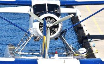 Sea to Sky Harbour air seaplane propeller above water dock