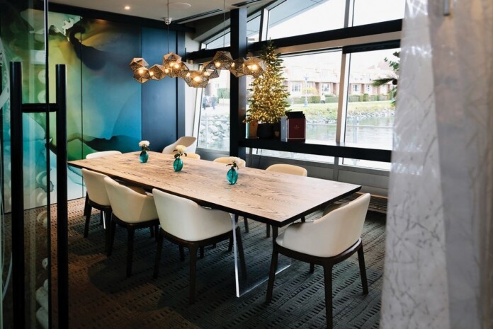 What are good client-hosting restaurants in Victoria BC Boom + Batten meeting room with waterfront view