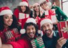 Douglas Holiday Gift Guide 2025 Group celebrating with Christmas gifts.