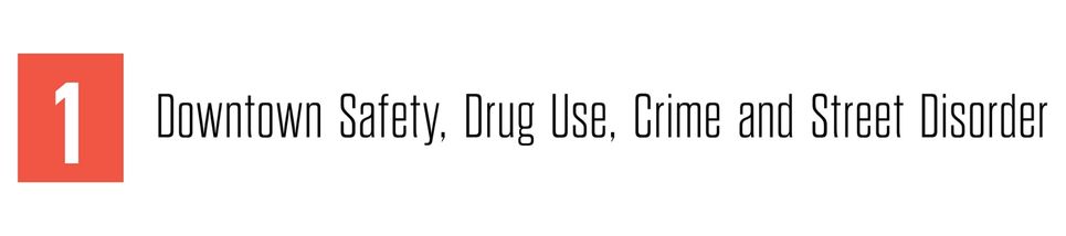 Downtown safety, drug use, crime and street disorder