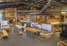 Woodworking shop with machinery and materials