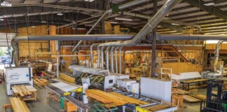 Woodworking shop with machinery and materials