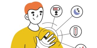 illustration of a guy wearing an Oura ring