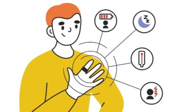 illustration of a guy wearing an Oura ring