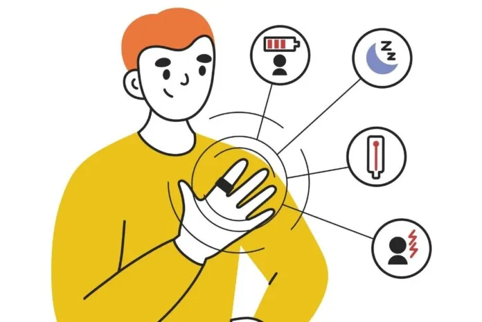 illustration of a guy wearing an Oura ring