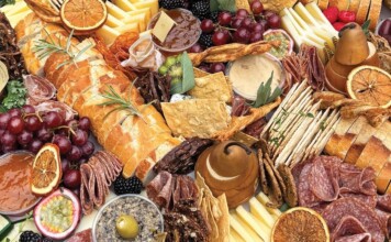 Elegant charcuterie and cheese platter for business lunch