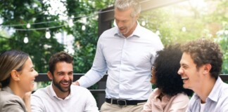 mentor at workplace with young professionals